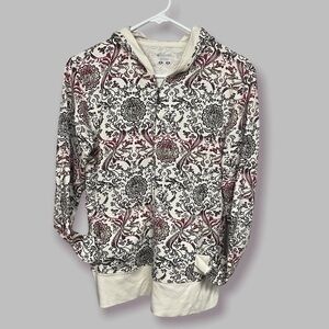 COLUMBIA Scrolls Zip-Up Hoodie Sweatshirt, Winter White, Burgundy, Black, Medium